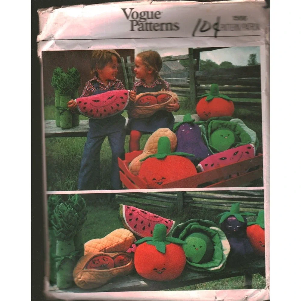 Vintage Vogue 1566 Stuffed Vegetable Toys Sewing Pattern Cabbage Tomato Peanut
